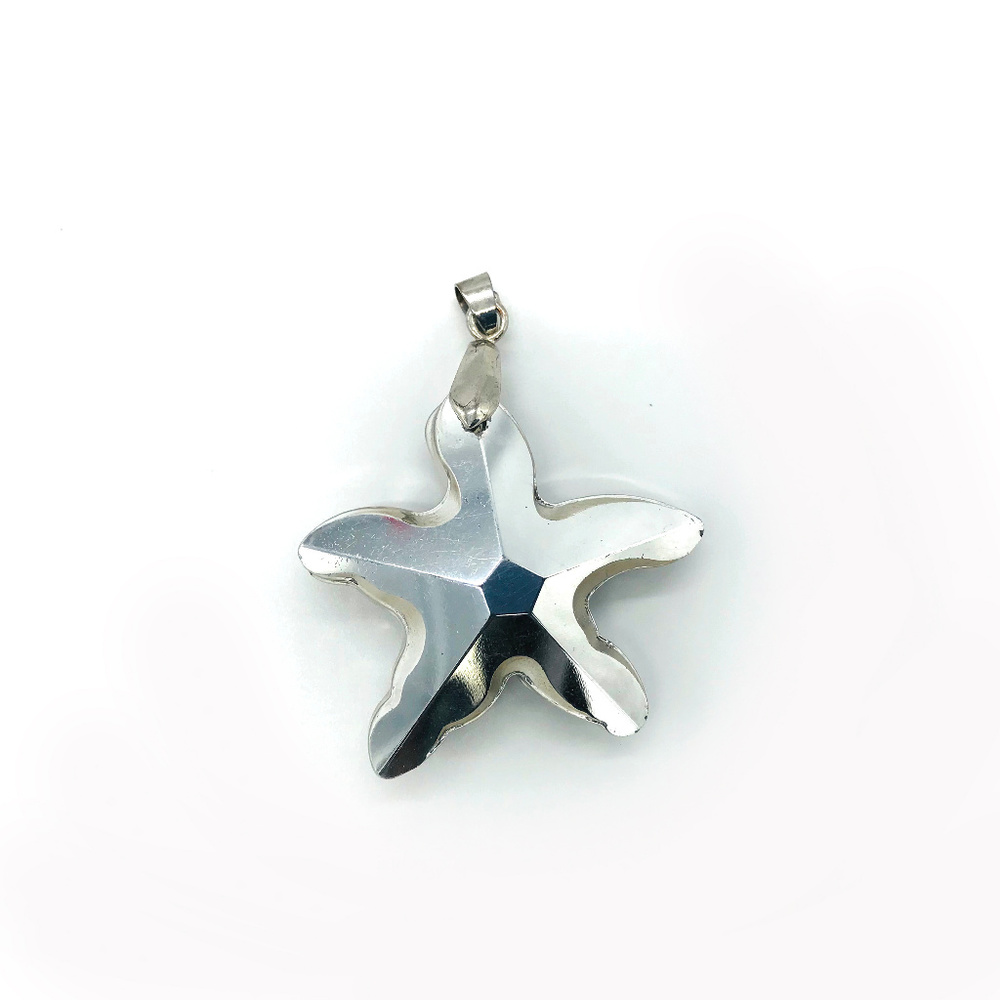 Starfish Necklace Pendant Smokey Grey Facet Cut - Picture 4 of 5